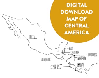 Central America Map - Sales Map - Learning Map - Digital Download