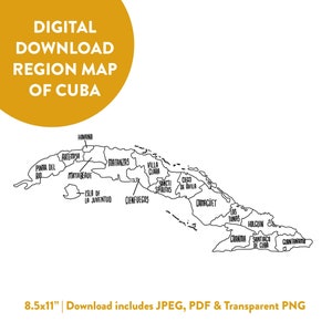 Kuba Regionskarte - Verkaufskarte - Tracking Map - Lernkarte - Digital Download
