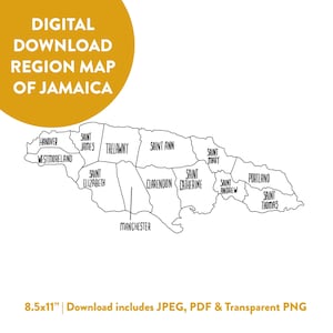 Jamaika Regionskarte - Karibik Karte - Verkaufskarte - Tracking Map - Lernkarte - Digital Download