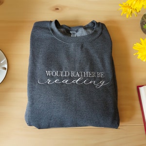 Embroidered Bookish Sweater - Book Lover Reading Pullover - Embroidered Book Apparel