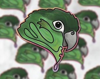 Watercolor Green Cheek Conure Vinyl Sticker – Parrot Art