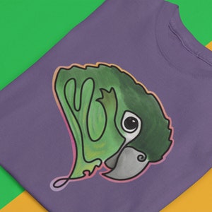 Watercolour Style Conure T-Shirt - Tropical Bird Conure Parrot Art Apparel - Green Cheek Conure
