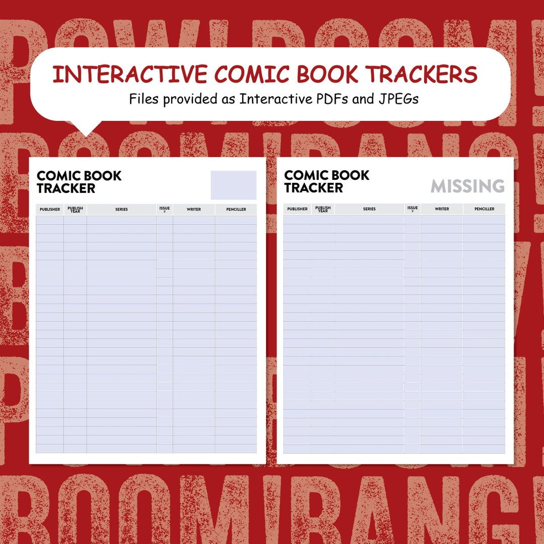 Comic Book Printable Tracking Sheet Comic Book Journal Sheet Etsy