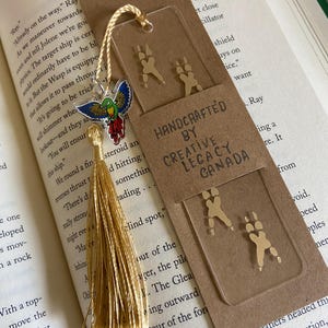 Conure Parrot Acrylic Bookmark - Bookmark with Gold Vinyl Bird tracks, Tassel and Charm - Bird Lover Gift