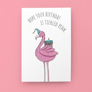Printable Birthday Card - Flamingo Greeting Card - Tropical Bird Art - Digital Download