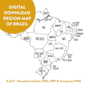Brasilien Landkarte - Verkaufskarte - Lernkarte - Digitaler Download