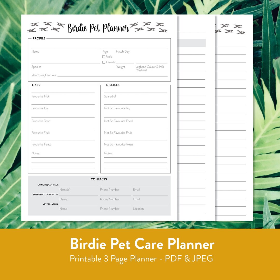 Ultimate Bird Pet Care Planner Comprehensive Guide Organizer 