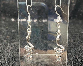 Silver Snake Dangle Earrings