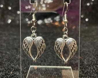 Silver Angel Wing Dangle Earrings