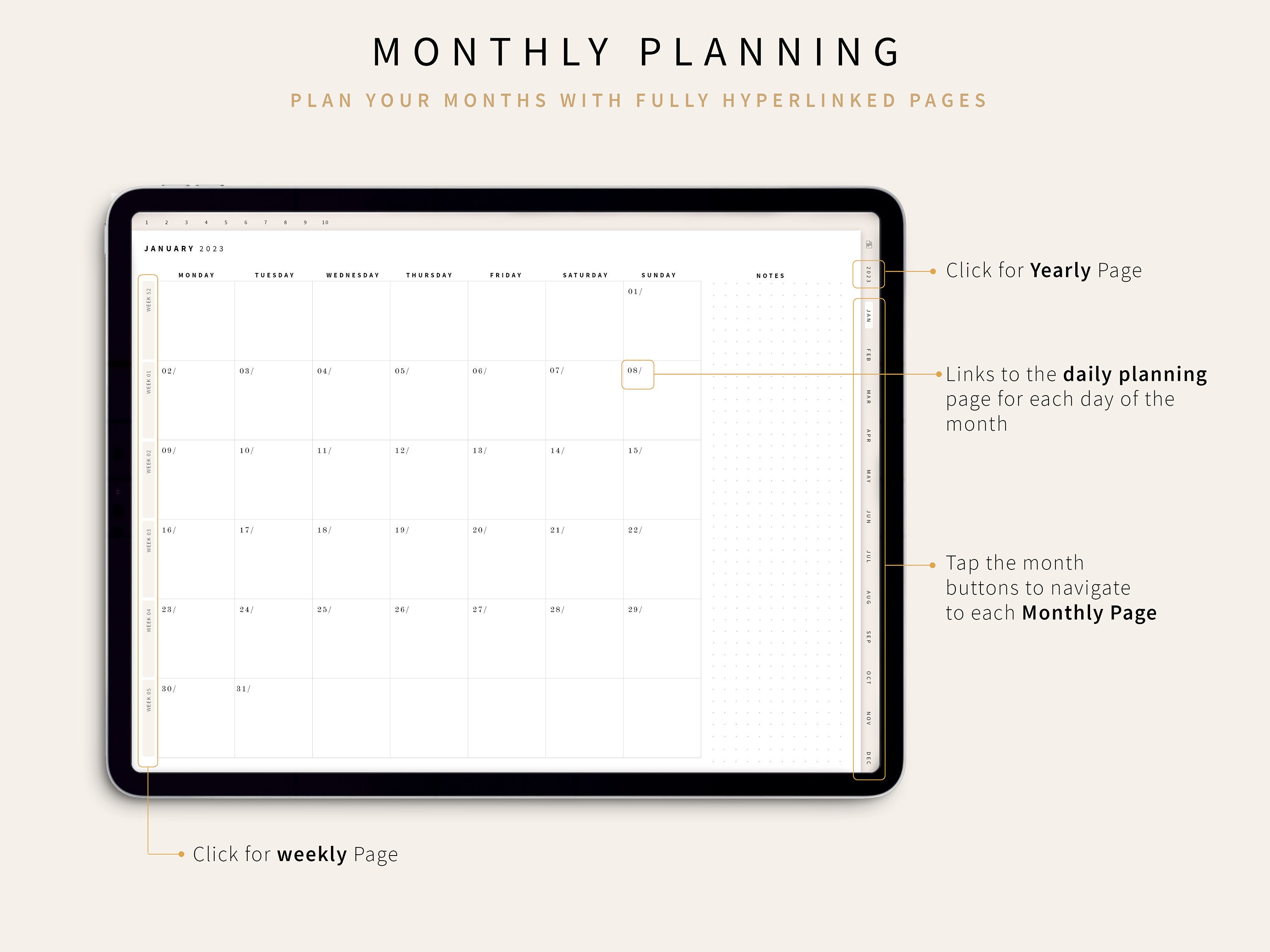 2023 Digital Planner Minimalist Good Notes Planner iPad Etsy