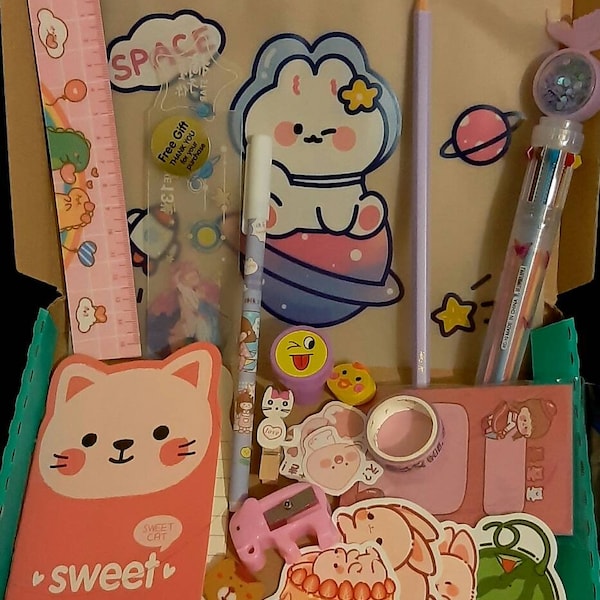 2 Cute Kawaii Pastel Stationery Sets to choose from - 2 Free Gifts in each box
