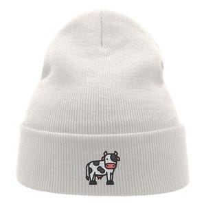 Embroidered Cow Beanie, Animal Lover Beanie, One Size Unisex Hat, Farm Girl Farm Boy Hat, Winter Wear, Personalizedd Gifts