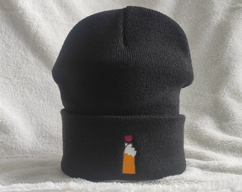 Bonnet coréen de coeur brodé de patte de chat, chapeau de bonnet d’amoureux des animaux, bonnet unisexe noir taille unique, chapeau d’hiver chaud, cadeau personnalisé