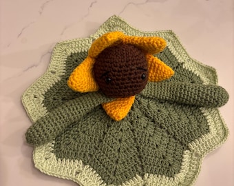 Edredón de bebé de crochet / Diseño de girasol