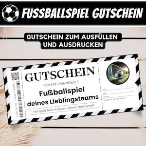 Gutschein Fußballspiel Geschenk Gutschein Fußball Ticket, Fußballgutschein Geschenk, Fußball Geschenk Mann, Gutschein Fußballfan, Download
