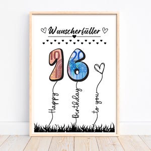 Regalo de dinero Cumplido de deseos de cumpleaños número 16, regalo de cumpleaños Idea de regalo de bricolaje tarjeta de cumpleaños, regalo de último minuto para niños, descargar