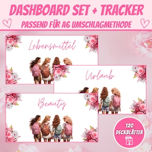 120 Dashboards Deckblätter Pink Design für A6 Umschläge, Budgeting Deckblätter Umschlagmethode im Budget Binder | Digitaler PDF Download
