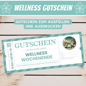 Wellnessbon cadeau voor beste vriend, reischeque wellnessweekend korte vakantie, verjaardagscadeaubon Kerstmis, PDF
