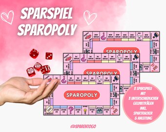 Savings game Spar Challenge Sparopoly | Sparspiel Challenge for the budget planner suitable for A6 zipper envelope | Envelope Method PDF