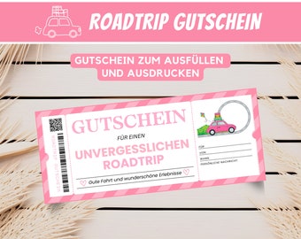Travel voucher road trip, gift travel voucher card, gift best friend, personalized voucher birthday gift vacation, PDF