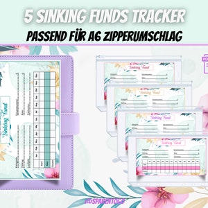 5 Sinking Funds Tracker - Savings Tracker|Fits A6 Cash Envelopes, A6 Cash Binders & A6 Clear Envelopes for your Budget Binder | PDF