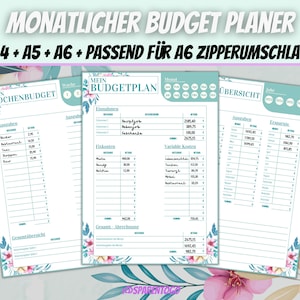 Budget planner German, financial planner for printing, savings tracker, household book, monthly budget planner set A6, budget annual planner, PDF file