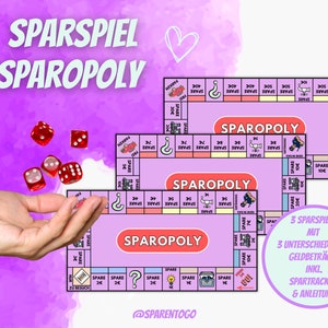 Sparchallenge Savings Game &quot;Sparopoly&quot; Budget Planner Sparchallenge German - Dice Savings Game Digital Download Envelope Method A6 - PDF File