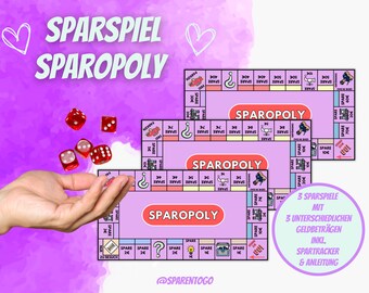 Sparchallenge Savings Game "Sparopoly" Budget Planner Sparchallenge German - Dice Savings Game Digital Download Envelope Method A6 - PDF File