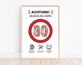 Cadeau d'argent pour le 80e anniversaire, idée cadeau de carte d'anniversaire, cadeau d'anniversaire Tempo 80, anniversaire rond donner de l'argent, télécharger