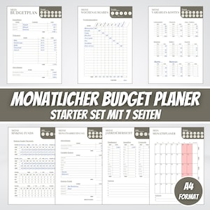 Budget Planner German, financial planner to print, savings tracker, household book, monthly budget, budget planner set, annual budget planner, PDF