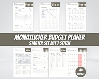 Budget Planner German, financial planner to print, savings tracker, household book, monthly budget, budget planner set, annual budget planner, PDF