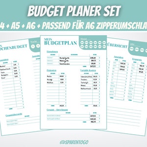 Budget planner German, financial planner to print out, savings tracker, household book, monthly budget, fixed costs budget planner set, PDF file