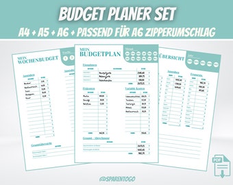 Budget planner German, financial planner to print out, savings tracker, household book, monthly budget, fixed costs budget planner set, PDF file
