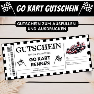 Gutschein Go Kart fahren personalisierter Gutschein zum Ausdrucken, Geschenk Gutschein Kart fahren Geschenk Mann Gutschein Vorlage, Download