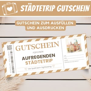 Travel voucher city trip gift idea, city trip voucher travel, gift voucher city trip voucher card, voucher template download