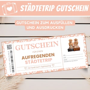 Buono viaggio personalizzato, buono regalo viaggio città, buono viaggio vacanza, modello voucher idea regalo compleanno, PDF