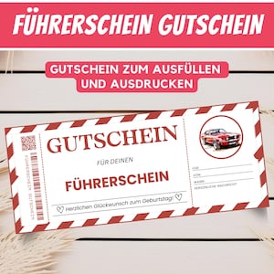 Voucher rijbewijs verjaardagscadeau, gepersonaliseerde voucher rijlessen voucher sjabloon rijbewijs examen cadeau, downloaden