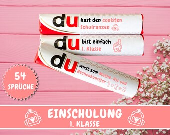 54 Duplo Banderolen Einschulung Geschenk Schulstart Schulkind 1.Klasse, Mädchen Geschenk Jungen, Duplo Geschenkbox, Du Botschaften, Download