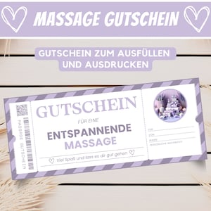 Personalisierter Gutschein Massage Geschenkgutschein Wellness Gutscheinvorlage Massage Gutschein Geschenk beste Freundin Geschenkidee, PDF