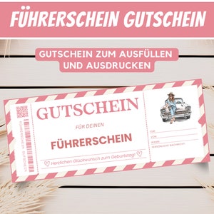 Voucher rijbewijs verjaardagscadeau, gepersonaliseerde voucher rijlessen voucher sjabloon rijbewijs examen cadeau, downloaden