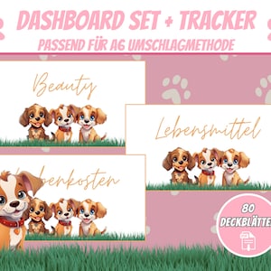 80 dashboards (cover sheets) dogs puppies for A6 envelopes, budgeting cover sheets envelope method in the budget binder | Digital PDF Download