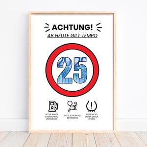 Geldgeschenk zum 25. Geburtstag, kreative Geburtstagskarte Geschenkidee, Tempo 25 Geburtstagsgeschenk, Geburtstag Geld schenken, Download