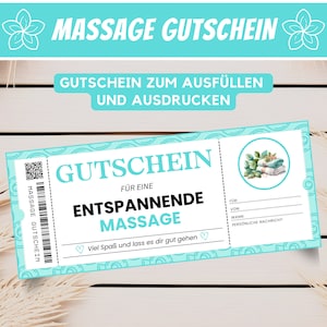 Personalized Voucher Massage Gift Voucher Wellness Voucher Template Massage Voucher Gift Best Friend Gift Idea, PDF