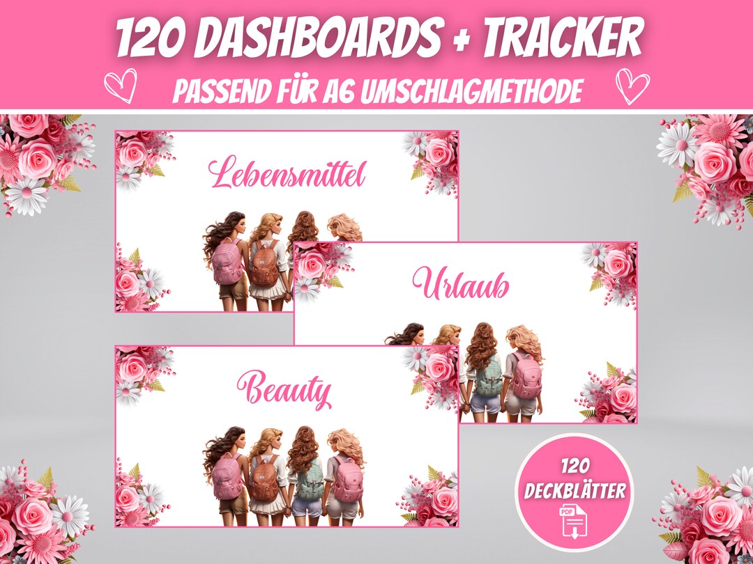 120 Dashboards (cover Pages) Pink Design for A6 Envelopes, Budgeting ...