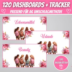 120 Dashboards (Deckblätter) Pink Design für A6 Umschläge, Budgeting Deckblätter Umschlagmethode im Budget Binder | Digitaler PDF Download