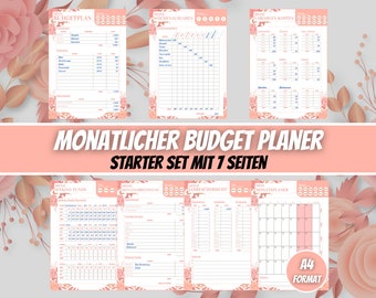 Budget Planner German, financial planner to print, savings tracker, household book, monthly budget, budget planner set, annual budget planner, PDF