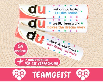 59 Duplo banderoles team spirit work colleagues gift employee motivation, last minute gift for colleagues, download to print