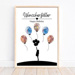 Regalo in denaro per un compleanno, regalo in denaro creativo per realizzare desideri, regalo di compleanno in denaro, regalo last minute per biglietto d'auguri, download