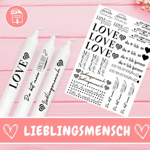 Favorite person candle tattoo Valentine&#39;s Day candle stickers various motifs sayings, water slide film candle decoration candle film, PDF
