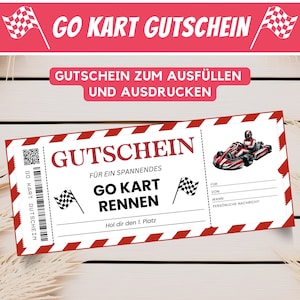 Gutschein Go Kart fahren personalisierter Gutschein zum Ausdrucken, Geschenk Gutschein Kart fahren Geschenk Mann Gutschein Vorlage, Download